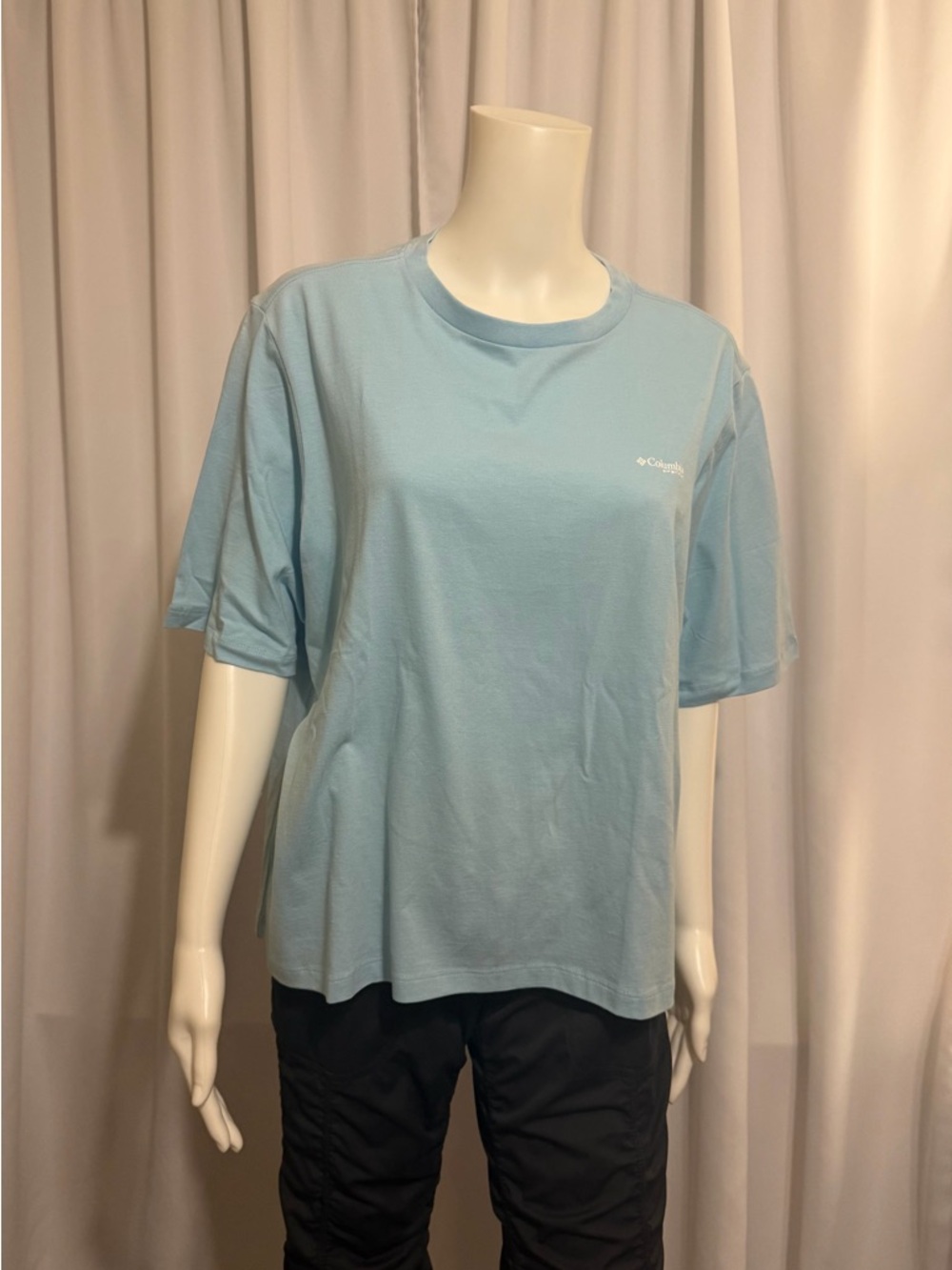 Columbia PFG Shirt S Light Blue Short Sleeve T-Shirt Graphic Back Logo